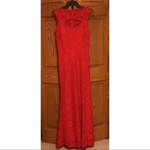 Red Sequin Lace Formal Dress
